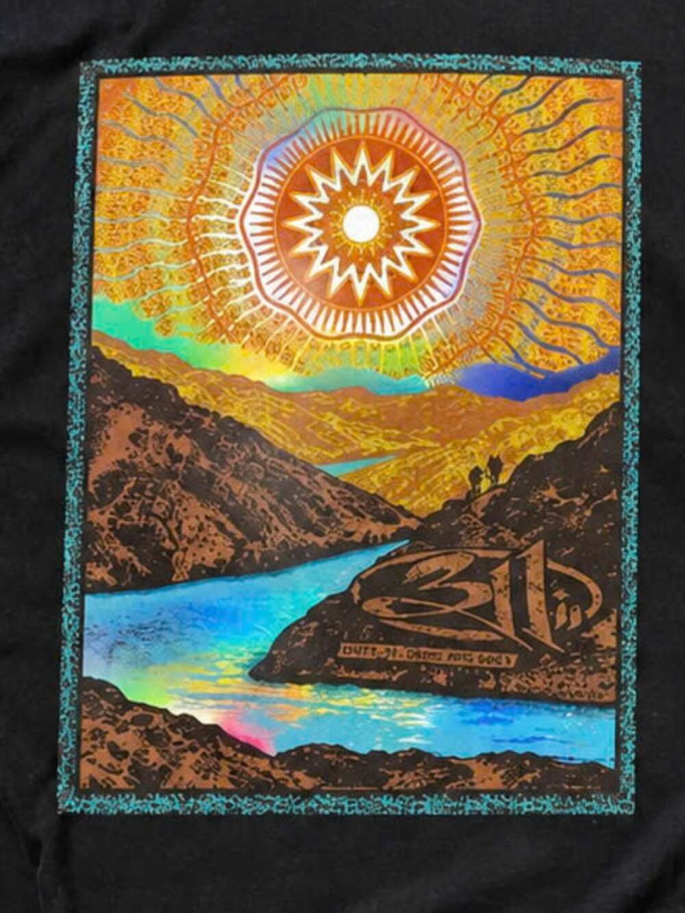 311 Band Graphic T-Shirt Black Psychedelic Sun River Retro Rock Mens Tee - Picture 2 of 2